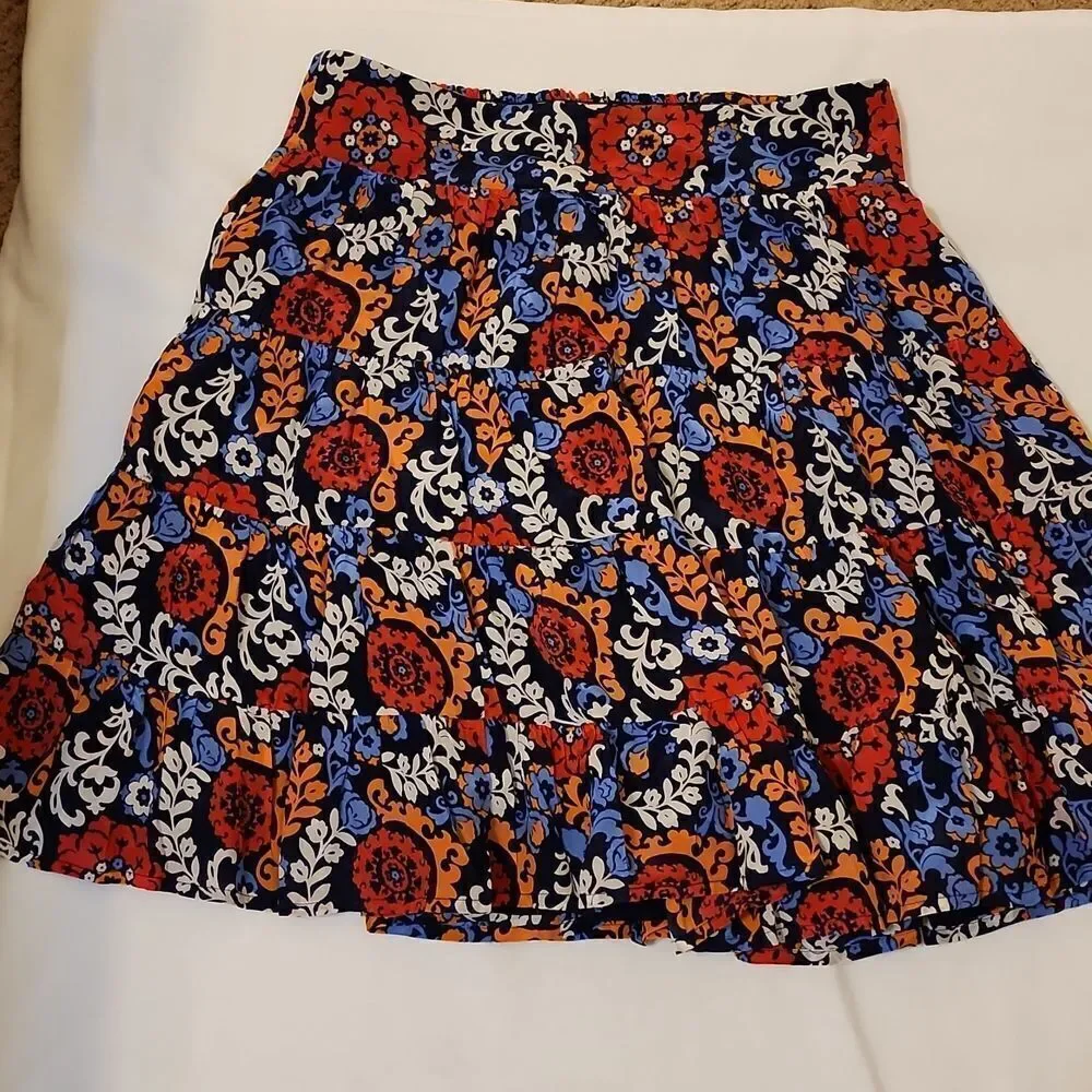 Maeve X Anthropologie Blue‎ Floral Print Flowy Smocked Mini Skirt S Petite